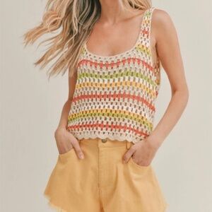 Sadie & Sage Women's Crochet Aura Tank Top Multicolor Striped